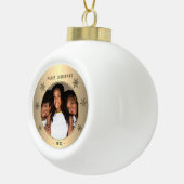 Golden Metallic Snowflake Family Foto Keramik Kugel-Ornament (Rechts)