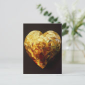 Golden Midas Touched Heart Glass Art Postkarte (Stehend Vorderseite)