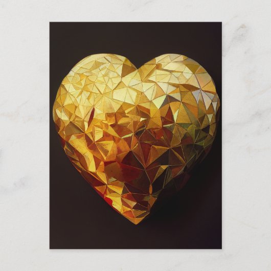Golden Midas Touched Heart Glass Art Postkarte (Vorderseite)