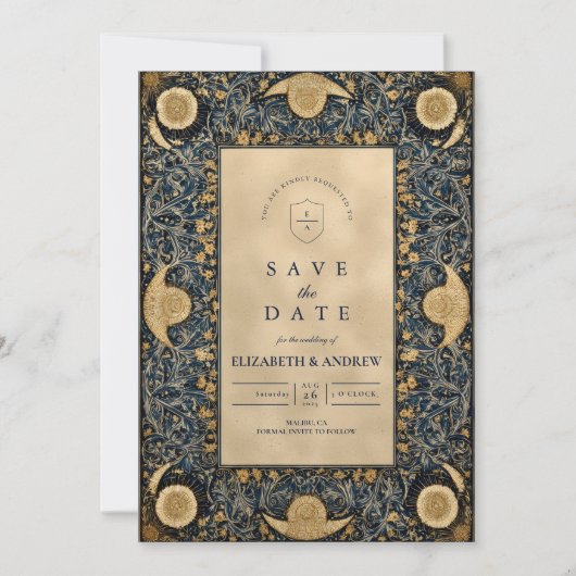 Golden Midnight Celestial Wedding Save The Date (Vorderseite)