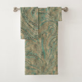 Golden & Minty Turquoise Glitzer Swirkle Badhandtuch Set (Insitu)