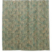 Golden & Minty Turquoise Glitzer Swirkle Duschvorhang (Vorderseite)