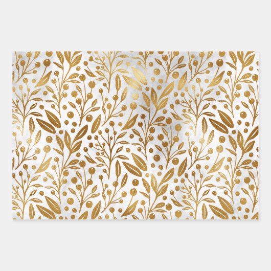 Golden Mistletoe Weihnachts-Wrapping Paper Geschenkpapier Set (Vorderseite 2)