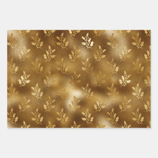 Golden Mistletoe Weihnachts-Wrapping Paper Geschenkpapier Set (Vorderseite)