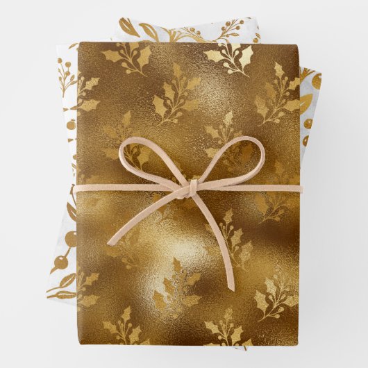 Golden Mistletoe Weihnachts-Wrapping Paper Geschenkpapier Set (Beispiel)
