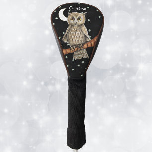 Golden Mit Augen Owl Wear Blue Necklace Moon Stars Golf Headcover