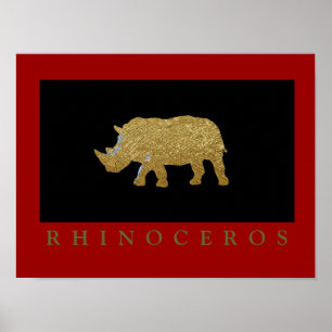 Golden mit Rhinoceros bedruckt Poster