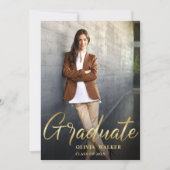 Golden Modern 2 FOTO Graduation Party Einladung (Vorderseite)