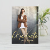 Golden Modern 2 FOTO Graduation Party Einladung (Stehend Vorderseite)