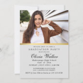 Golden Modern 2 FOTO Graduation Party Einladung (Rückseite)