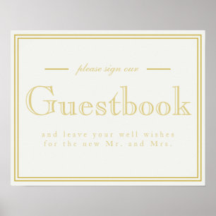 Golden Modern Art Deco Gästebuchunterschrift Poster