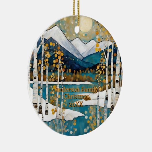 Golden Modern Aspen Mountains Keramik Ornament (Rechts)