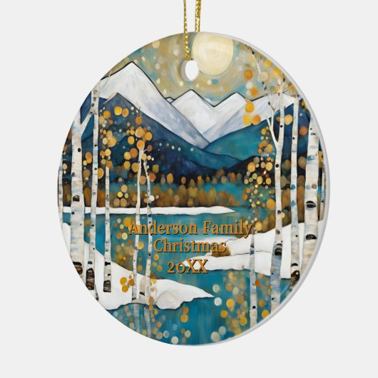 Golden Modern Aspen Mountains Keramik Ornament (Links)