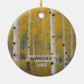 Golden Modern Aspen Trees Keramik Ornament (Hinten)