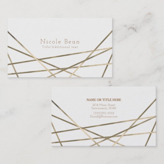 Golden Modern Geometric Lines Glam Custom Chic Visitenkarte (Vorne/Hinten)