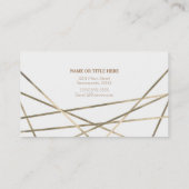 Golden Modern Geometric Lines Glam Custom Chic Visitenkarte (Rückseite)