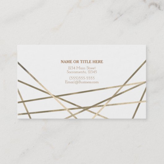 Golden Modern Geometric Lines Glam Custom Chic Visitenkarte (Rückseite)