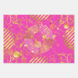 Golden Modern Geometrie und Blume Galore Geschenkpapier Set