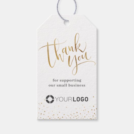 Golden Modern Kalligraphie Geschäft Vielen Dank Geschenkanhänger (Vorderseite)