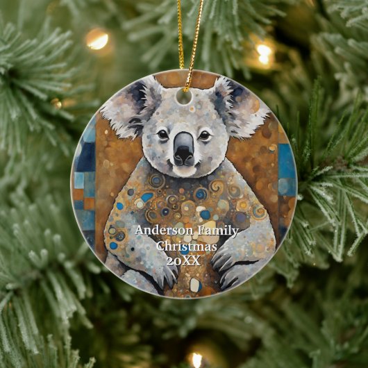Golden Modern Koala Bear Keramik Ornament (Baum)