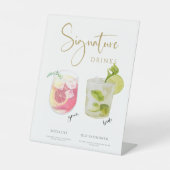 Golden Modern Wedding Signature Drinks Menü Sockelschild (Vorderseite)