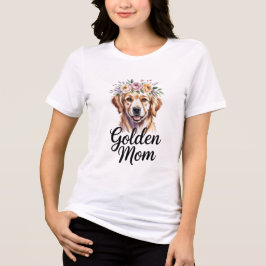 Golden Mom Golden Retriever Floral Women T-Shirt G Tri-Blend Shirt