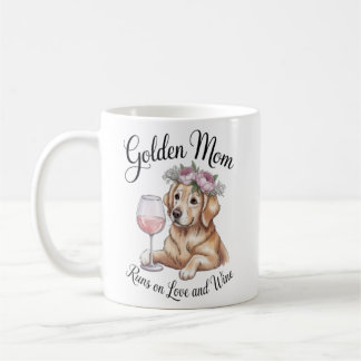 Golden Mom Tasse läuft auf Liebe und Wein Lustiger