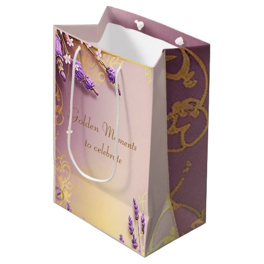 Golden Moments Giftbag Schmidt Stationery Mittlere Geschenktüte (Vorderseite Schrägansicht)