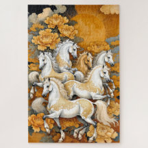 Golden Mond Pferde – Benutzerdefiniertes Fotopuzzl