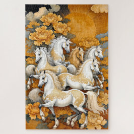 Golden Mond Pferde – Benutzerdefiniertes Fotopuzzl Puzzle