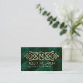 Golden Monogram Celtic Knot Ornament on malachite Visitenkarte (Stehend Vorderseite)
