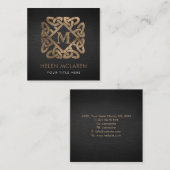Golden Monogram Celtic Knot Ornament Quadratische Visitenkarte (Vorne/Hinten)