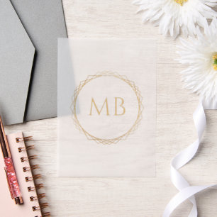 Golden Monogram Couple Initials Wedding Pergament Einladungen