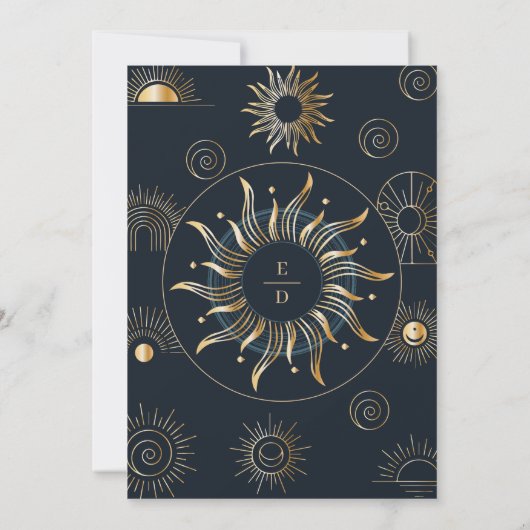 Golden Monogram Foto Overlay Save The Date (Rückseite)