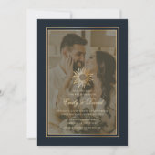 Golden Monogram Foto Overlay Save The Date (Vorderseite)