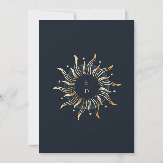 Golden Monogram Foto Overlay Save The Date (Rückseite)