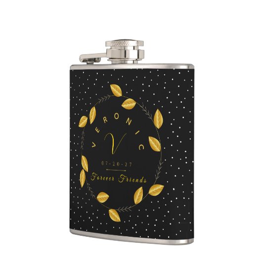 Golden Monogram Kranz - Forever Friends Flachmann (Links)