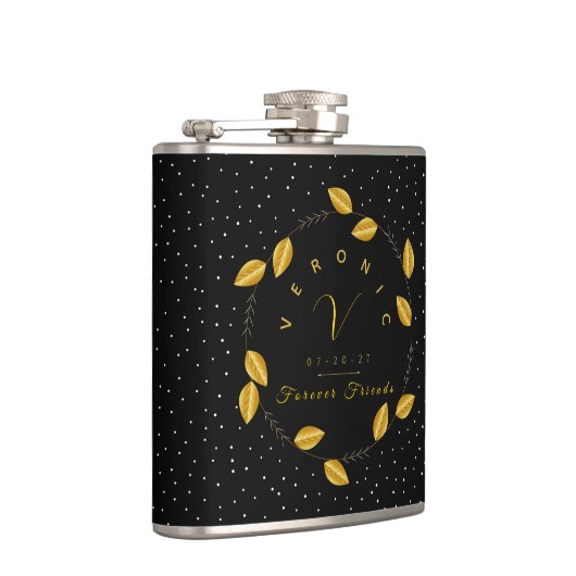 Golden Monogram Kranz - Forever Friends Flachmann (Rechts)