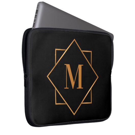 Golden Monogram Laptopschutzhülle (Vorne Rechts)
