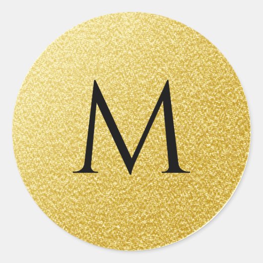 Golden Monogram Letter Gold Glitzer Sparkle Runder Aufkleber (Vorderseite)