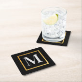 Golden Monogram Rechteckiger Pappuntersetzer (Vor Ort)
