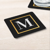 Golden Monogram Rechteckiger Pappuntersetzer (angewinkelt)