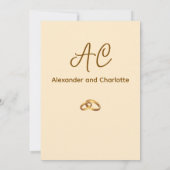 Golden Monogram Wedding Invitation Card Einladung (Rückseite)