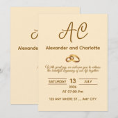 Golden Monogram Wedding Invitation Card Einladung (Vorne/Hinten)