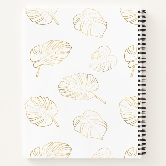 Golden Monstera Blätter Pattern Notebook Notizblock (Rückseite)