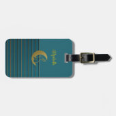 Golden Moon & Bunny auf dem Aquamarinen Gepäck Gepäckanhänger (Vorderseite horizontal)