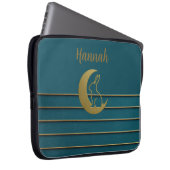 Golden Moon & Bunny on Aquamarin Laptopschutzhülle (Vorne Rechts)