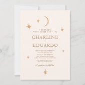 Golden Moon Celestial Boho Wedding Qr Code Einladung (Vorderseite)