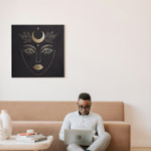 Golden Moon Crown Abstract Feminine Portrait Leinwanddruck