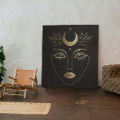 Golden Moon Crown Abstract Feminine Portrait Leinwanddruck